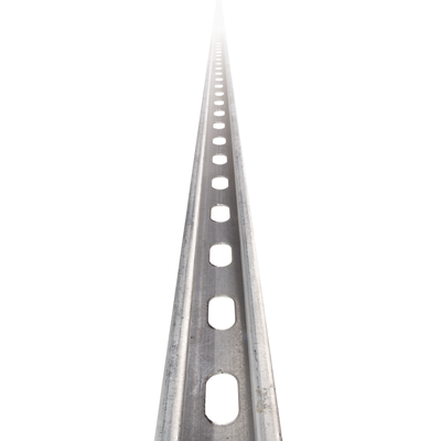 Unicanal perforado / 4×2 U30 / 3000 mm (9.84 ft) / Acero al carbón calibre 16 y 12 / Electro zinc 15-20 μm / ASTM y NF