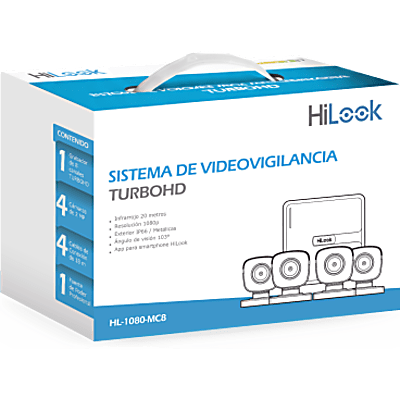 Kit TurboHD / DVR 8 Canales / 1080p / H.265+ / 4 Cámaras Bala 2 MP / Lente 2.8 mm / Cables 18 m (59.1 ft)