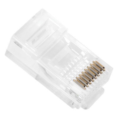 Bote de 100 Conectores RJ45 Cat5e / Sin Blindaje / Chapado Oro 30 Micras / 24 AWG