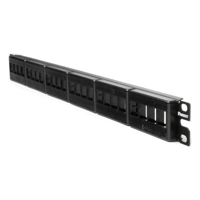 Panel de Parcheo Modular / 24 Puertos / 1UR / Acero Inoxidable / 19′ EIA / 1.72′ Altura