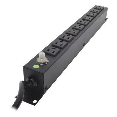 PDU Horizontal / 10 Contactos NEMA 5-15R / 15A / Rack 19″ 1U / Cable 2.5 m (8.2 ft)