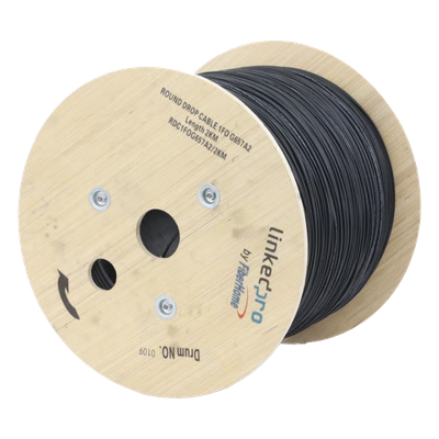 Carrete de Fibra Óptica Aérea Drop / G.657A2 / Monomodo 1 Hilo / Forro LS0H 3 mm