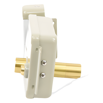 Cerradura Eléctrica con Botón de Salida / Doble Cerrojo / 12 VCA 2.5 A / Pulsos de 2 Seg / Exterior Izquierda