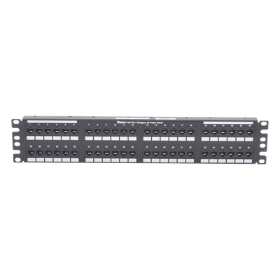 Panel de Parcheo Punchdown / Cat 6 Clase E / 48 Puertos / 2UR / 19.00′ Ancho / Acero Inoxidable