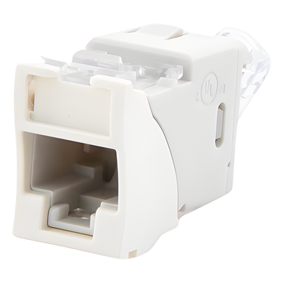 Jack Cat6 / UTP / Montaje Híbrido Plano-Angulado / 1 Puerto / Terminación 110 / Blanco / -10°C a 60°C / 22-24 AWG