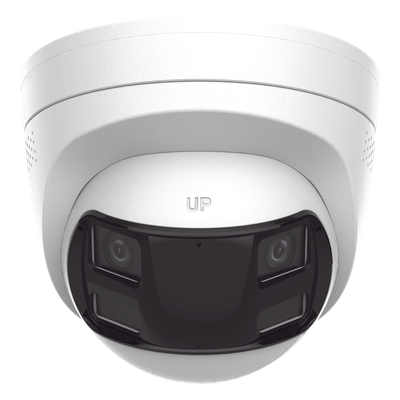 Cámara Turret IP / 8 Megapixel / Panorámica 180° / Dual Light 30 m (98.4 ft) / PoE / Audio Bidireccional / IP67