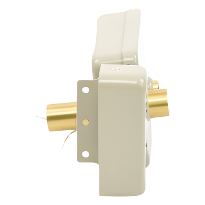 Cerradura Eléctrica con Botón de Salida / Doble Cerrojo / 12 VCA 2.5 A / Pulsos de 2 Seg / Exterior Izquierda