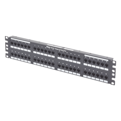 Panel de Parcheo Punchdown / Cat 6 Clase E / 48 Puertos / 2UR / 19.00′ Ancho / Acero Inoxidable