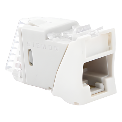Jack Cat6 / UTP / Montaje Híbrido Plano-Angulado / 1 Puerto / Terminación 110 / Blanco / -10°C a 60°C / 22-24 AWG