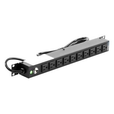 PDU Horizontal / 10 Contactos NEMA 5-15R / 15A / Rack 19″ 1U / Cable 2.5 m (8.2 ft)