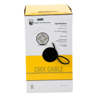 Bobina de Cable / Cat5e UTP / 305 m (1000 ft) / CCA / 24 AWG / 100 MHz / Interior / Negro